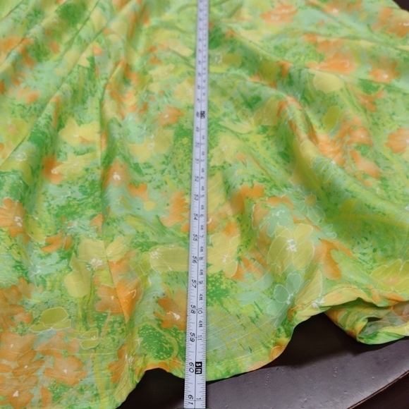 Made In House, Floral Vintage Vibrant Long Sleeve Dress in Green and Orange - Picture 10 of 16